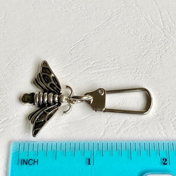 Dragonfly Wasp Firefly Bee Zipper Pull Purse Bag Charm Backpack Silver Tone Fly - Picture 10 of 10